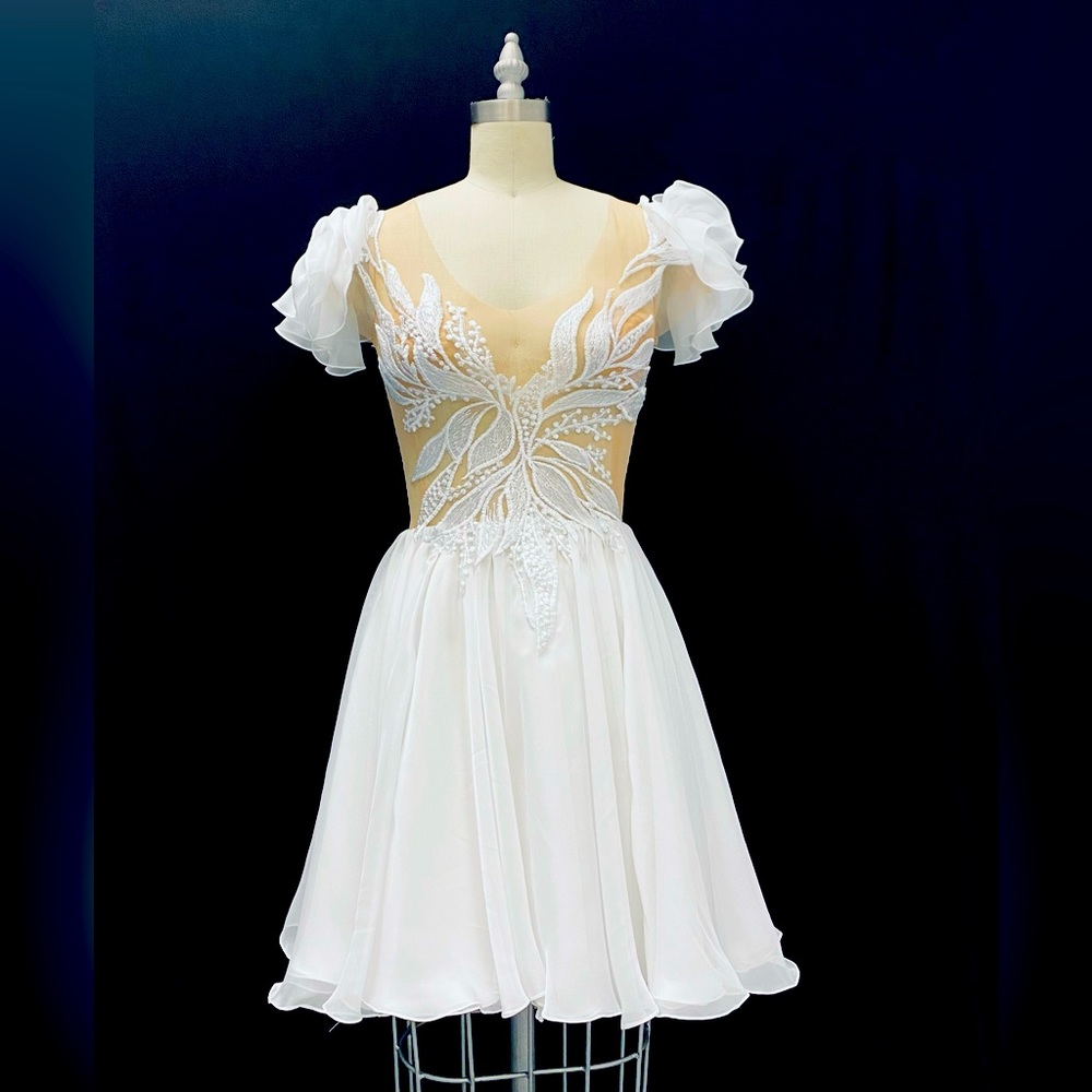 White silk chiffon dress